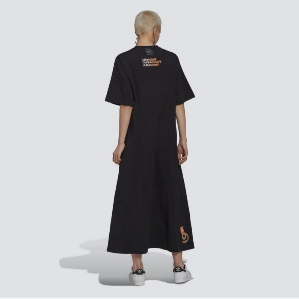 Adidas Black Maxi Dress with White Stripes 3X - Picture 4 of 9